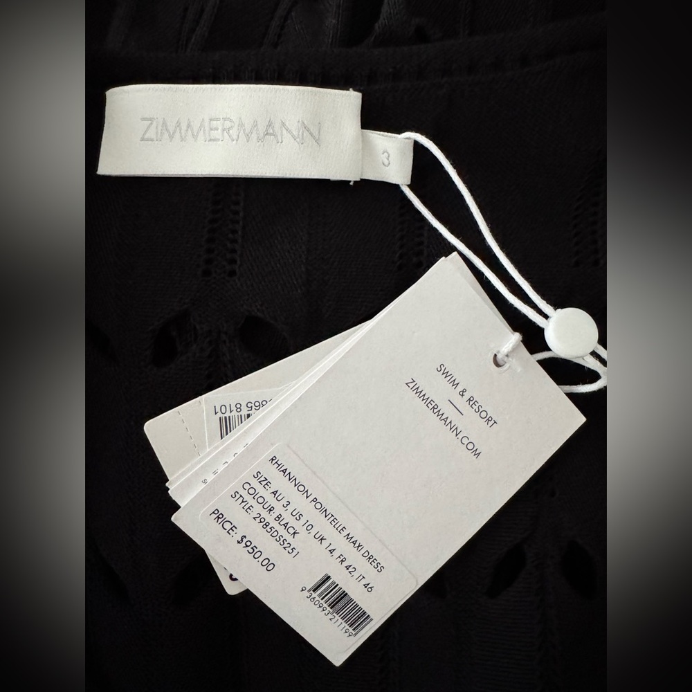 Final ZIMMERMANN Rhiannon Pointelle Maxi Long Sleeves Flare Dress Black various - Picture 15 of 16